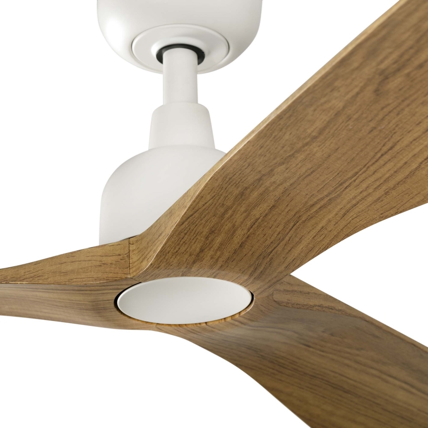 FARO 34361WT - Stropný ventilátor OUTWOOD L hnedá/biela pr. 150 cm Wi-Fi Tuya IP44 + diaľkové ovládanie
