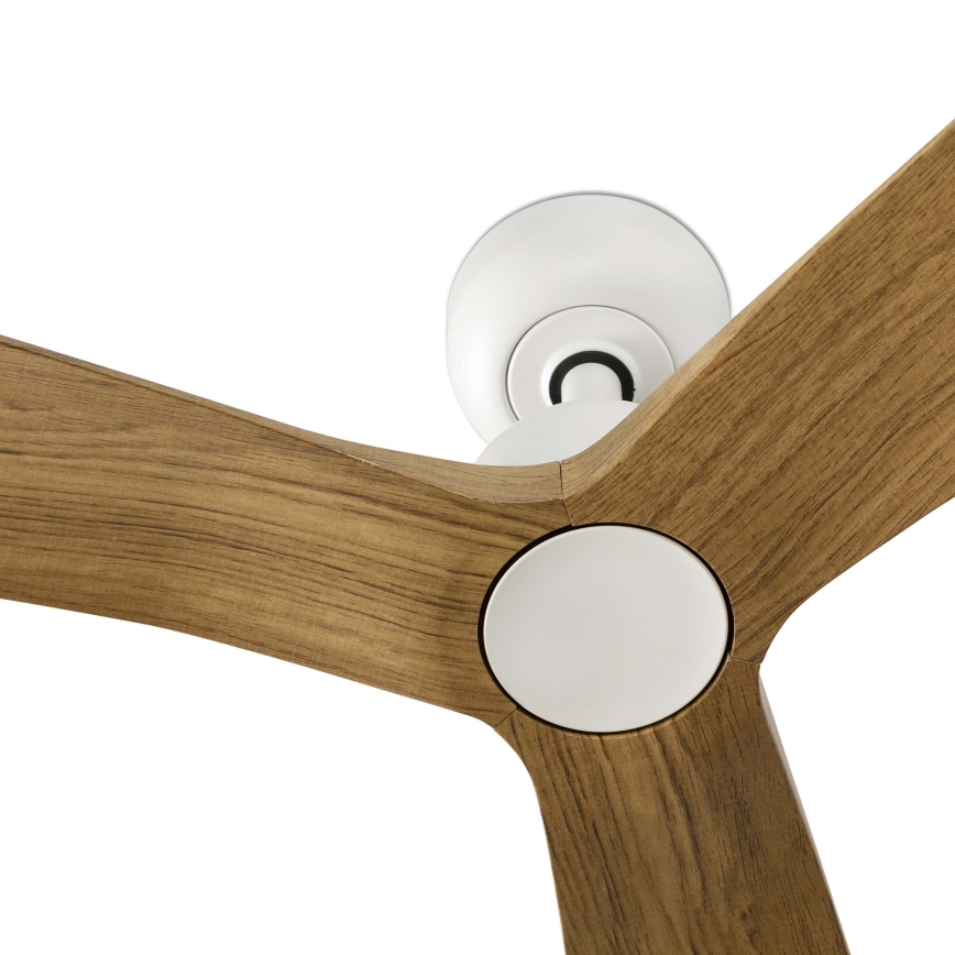 FARO 34361WT - Stropný ventilátor OUTWOOD L hnedá/biela pr. 150 cm Wi-Fi Tuya IP44 + diaľkové ovládanie