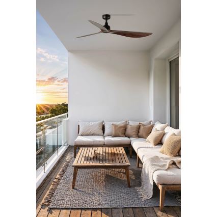 FARO 34362 - Stropný ventilátor OUTWOOD L hnedá/čierna pr. 150 cm IP44 + diaľkové ovládanie