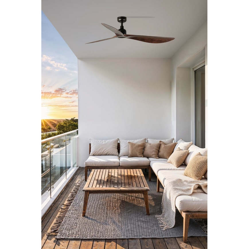 FARO 34362 - Stropný ventilátor OUTWOOD L hnedá/čierna pr. 150 cm IP44 + diaľkové ovládanie