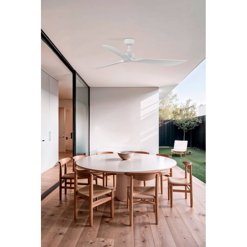 FARO 34363 - Stropný ventilátor OUTWOOD L biela pr. 150 cm IP44 + diaľkové ovládanie