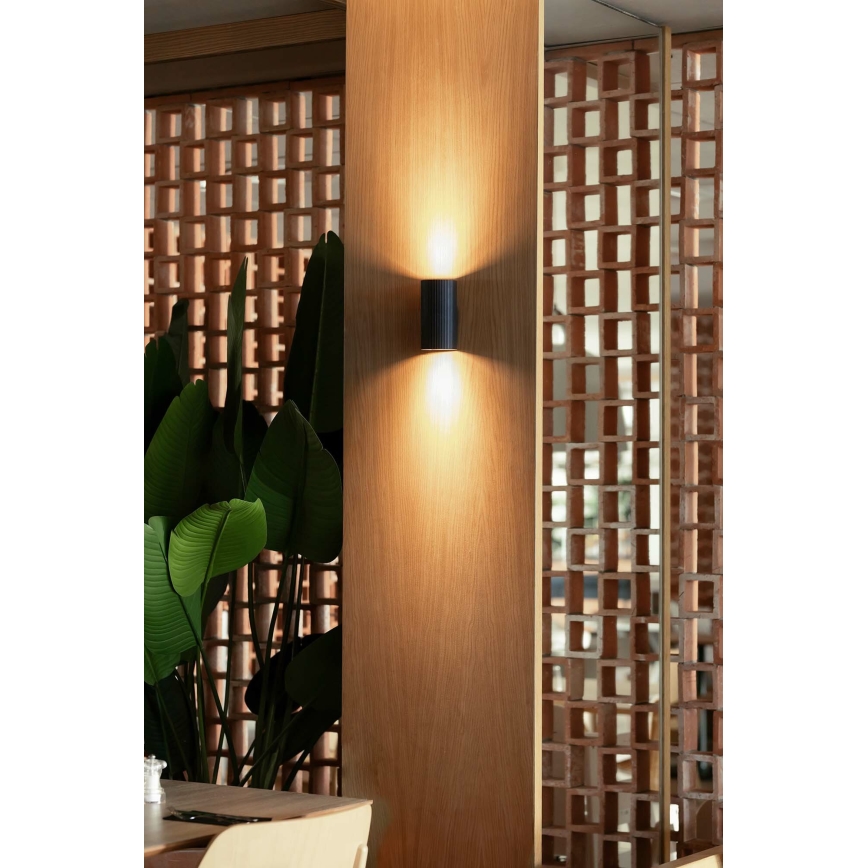 FARO 40543 - Nástenné svietidlo SOLE 2xGU10/8W/230V čierna vrúbkovaná guľatý