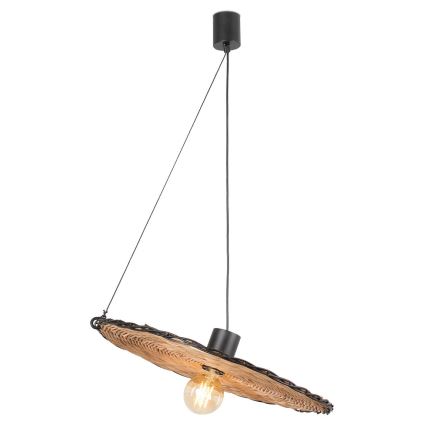 FARO 68590-69 - Luster na lanku COSTAS 1xE27/15W/230V pr. 60 cm čierna/ratan