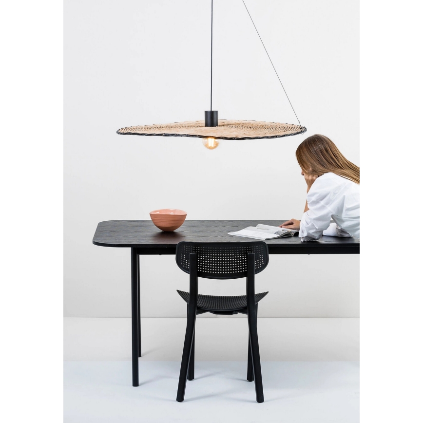 FARO 68590-70 - Luster na lanku COSTAS 1xE27/15W/230V pr. 100 cm čierna/ratan