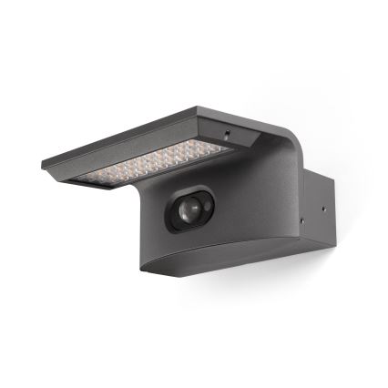 FARO 74456 - LED solárne nástenné svietidlo so senzorom LUMA LED/5W/3,7/230V IP65 antracit