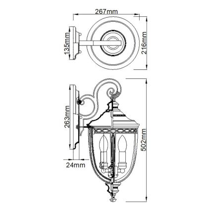 Feiss - Vonkajšie nástenné svietidlo ENGLISH BRIDLE 3xE14/60W/230V IP44