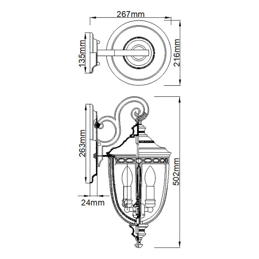 Feiss - Vonkajšie nástenné svietidlo ENGLISH BRIDLE 3xE14/60W/230V IP44