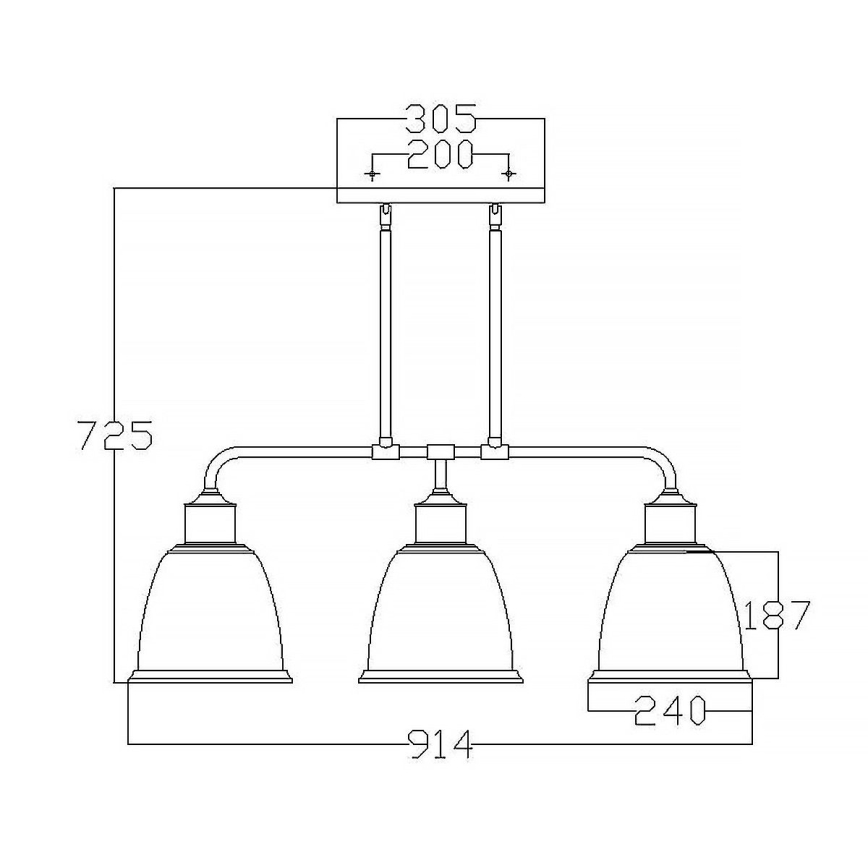 Feiss - Luster na tyči HOBSON 3xE27/60W/230V