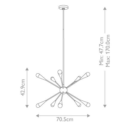 Feiss - LED Luster na tyči JAX 10xG9/3W/230V čierna/zlatá