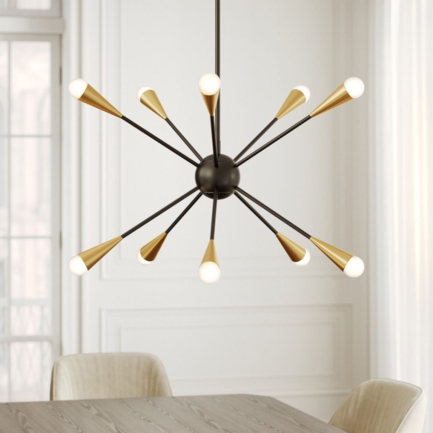 Feiss - LED Luster na tyči JAX 10xG9/3W/230V čierna/zlatá