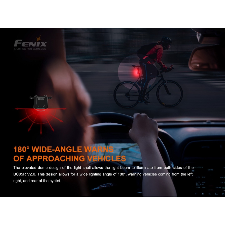 Fenix BC05RV20 - LED Nabíjacie svetlo na bicykel LED/USB IP66 15 lm 120 h