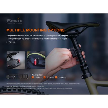 Fenix BC05RV20 - LED Nabíjacie svetlo na bicykel LED/USB IP66 15 lm 120 h