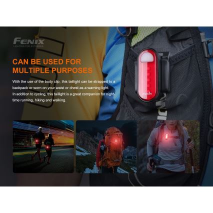 Fenix BC05RV20 - LED Nabíjacie svetlo na bicykel LED/USB IP66 15 lm 120 h