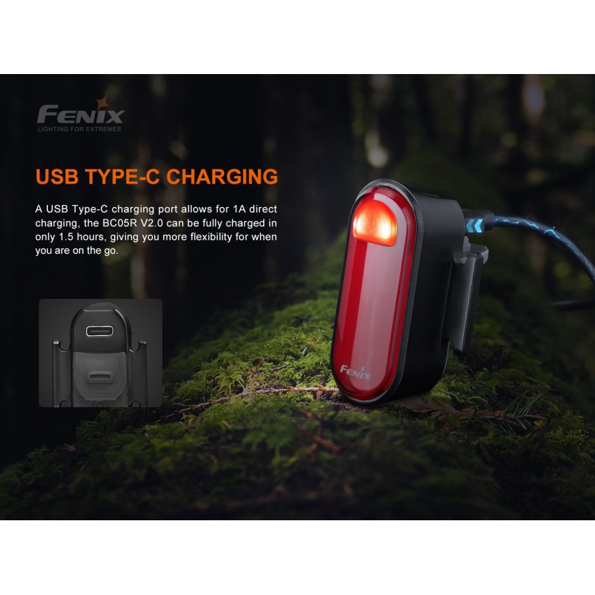 Fenix BC05RV20 - LED Nabíjacie svetlo na bicykel LED/USB IP66 15 lm 120 h