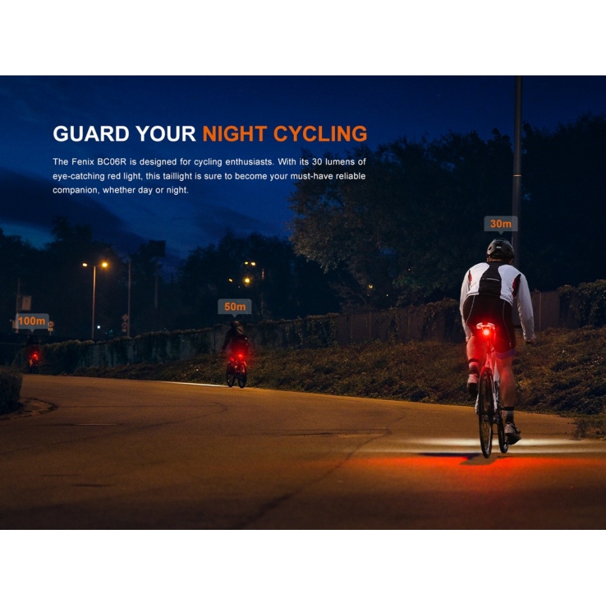 Fenix BC06R - LED Stmievateľná nabíjacia blikačka na bicykel LED/USB IP66 90 lm 24,5 h