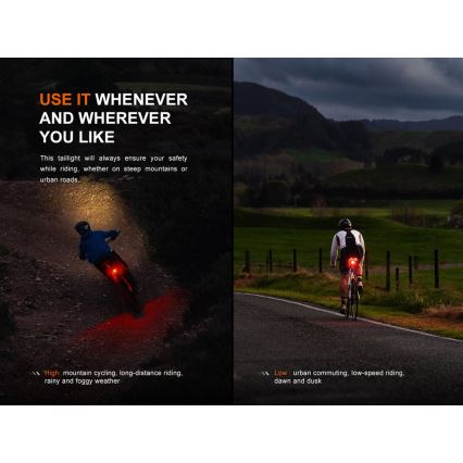 Fenix BC06R - LED Stmievateľná nabíjacia blikačka na bicykel LED/USB IP66 90 lm 24,5 h