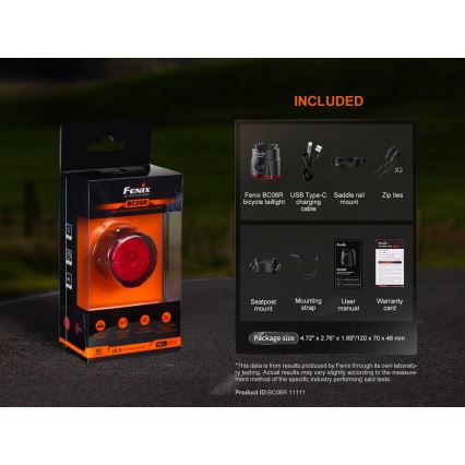 Fenix BC06R - LED Stmievateľná nabíjacia blikačka na bicykel LED/USB IP66 90 lm 24,5 h