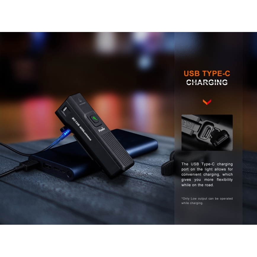 Fenix BC15R - LED Stmievateľné nabíjacie svietidlo na bicykel LED/USB IP66 400 lm 31,5 h