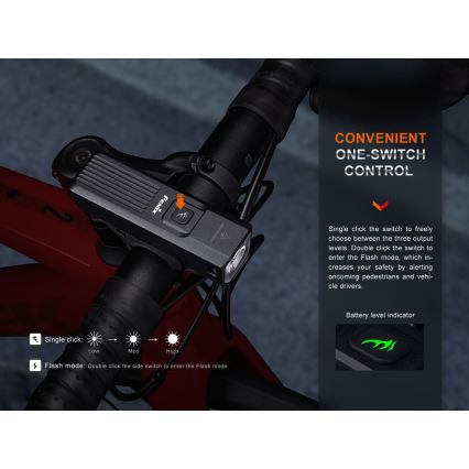 Fenix BC15R - LED Stmievateľné nabíjacie svietidlo na bicykel LED/USB IP66 400 lm 31,5 h