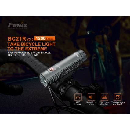 Fenix BC21RV30 - LED Nabíjacie svetlo na bicykel LED/USB IP68 1200 lm 33 h