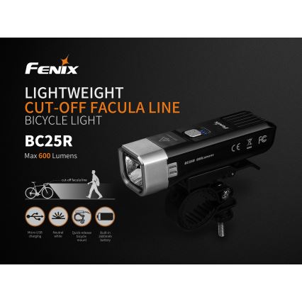 Fenix BC25R - LED Nabíjacie svetlo na bicykel LED/USB IP66 600 lm 36 h