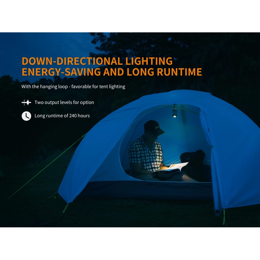 Fenix CL26RBLACK - LED Stmievateľná prenosná nabíjacia lampa LED/USB IP66 400 lm 400 h čierna