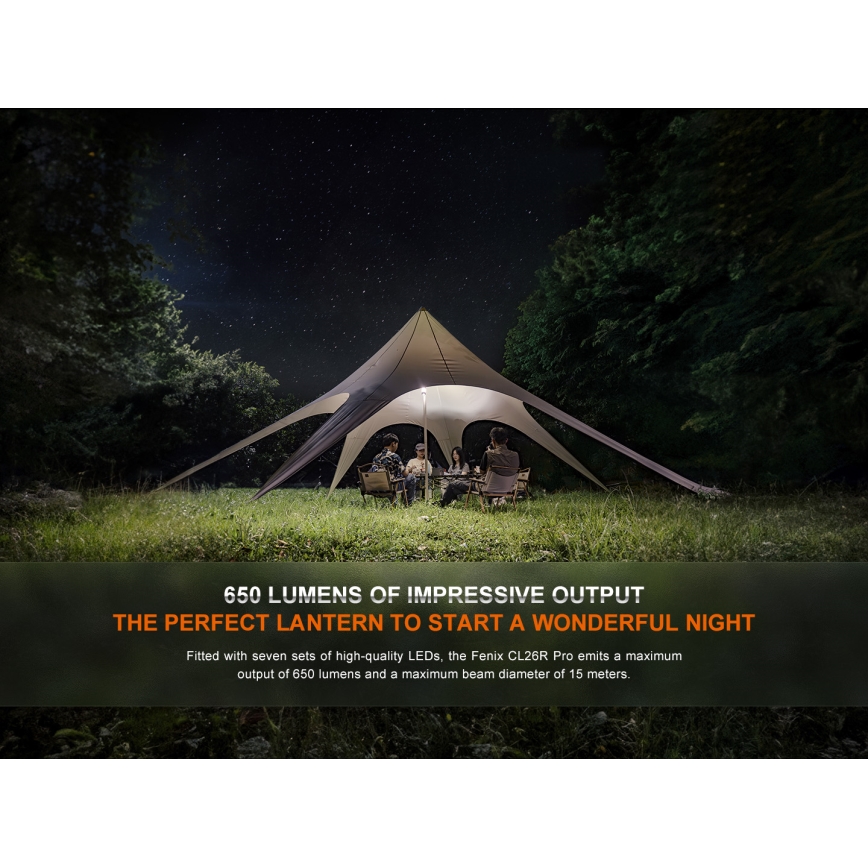 Fenix CL26RPROCAM - LED Stmievateľná prenosná nabíjacia lampa LED/USB IP66 650 lm 408 h šedá