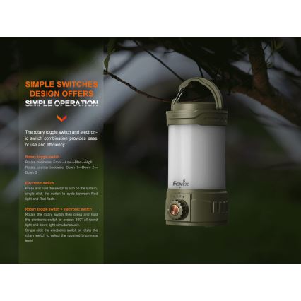 Fenix CL26RPROCAM - LED Stmievateľná prenosná nabíjacia lampa LED/USB IP66 650 lm 408 h šedá