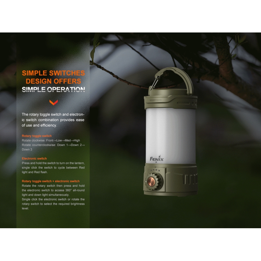 Fenix CL26RPROOLI - LED Stmievateľná prenosná nabíjacia lampa LED/USB IP66 650 lm 408 h zelená