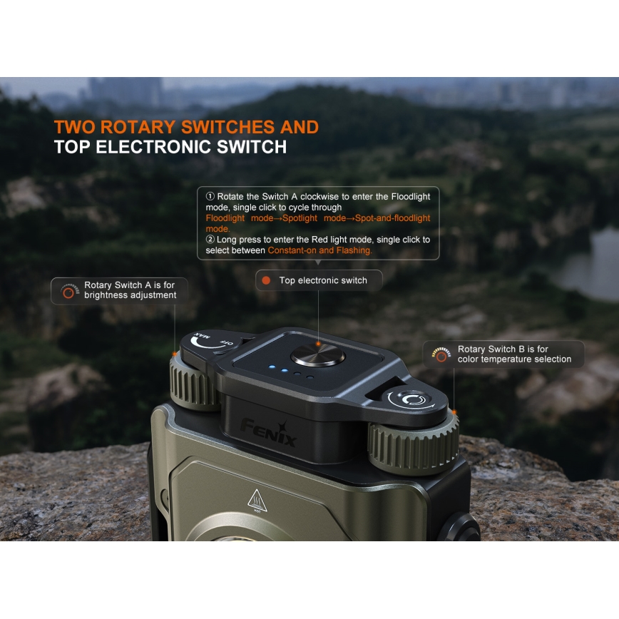 Fenix CL27RGRE - LED Stmievateľné nabíjacia svietidlo LED/USB IP66 1600 lm 285 h 5000 mAh