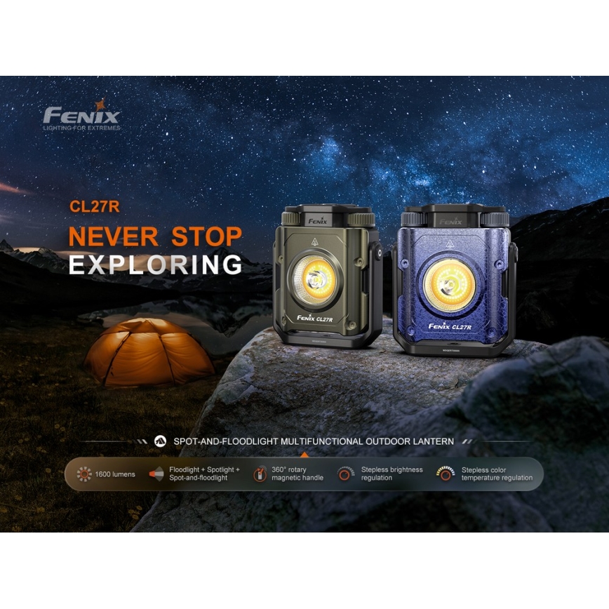 Fenix CL27RGRE - LED Stmievateľné nabíjacie svietidlo LED/USB IP66 1600 lm 285 h