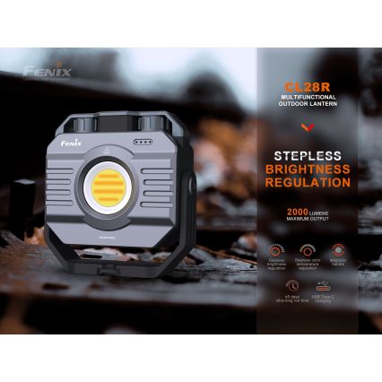 Fenix CL28R - LED Stmievateľný nabíjacia reflektor s powerbankou LED/USB IP66 2000 lm 360 h 10000 mAh