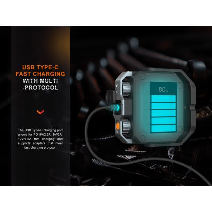 Fenix CL28R - LED Stmievateľný nabíjacia reflektor s powerbankou LED/USB IP66 2000 lm 360 h 10000 mAh