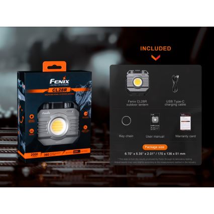 Fenix CL28R - LED Stmievateľný nabíjacia reflektor s powerbankou LED/USB IP66 2000 lm 360 h 10000 mAh
