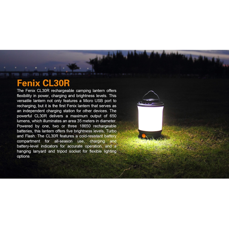 Fenix CL30R - LED Prenosná nabíjacia lampa LED/USB IPX7 650 lm 300 h