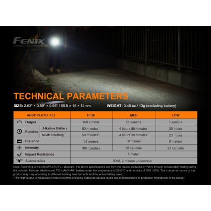 Fenix E01V20BLC - LED Baterka LED/1xAAA IP68 100 lm 25 h