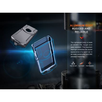 Fenix E03RV20BLU - LED nabíjacia baterka LED/USB IP66 500 lm 30 h 400 mAh