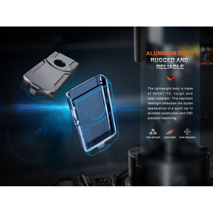 Fenix E03RV20BLU - LED nabíjacia baterka LED/USB IP66 500 lm 30 h 400 mAh