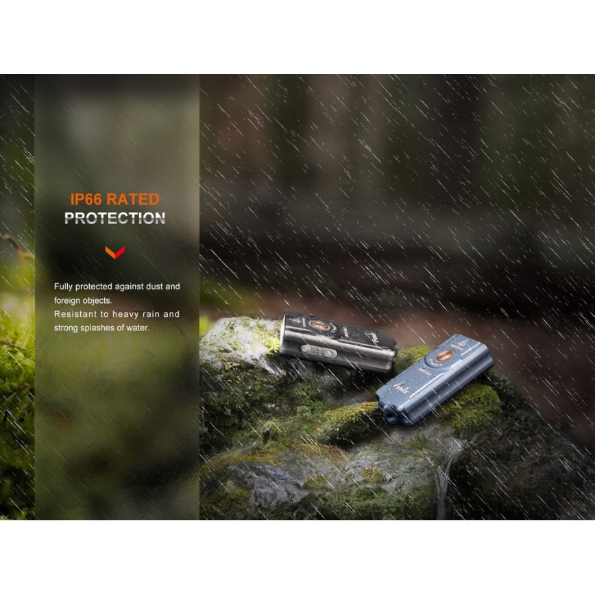 Fenix E03RV20BLU - LED nabíjacia baterka LED/USB IP66 500 lm 30 h 400 mAh