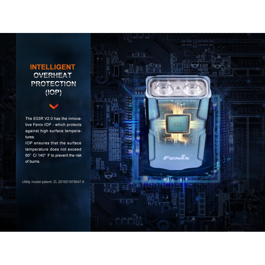 Fenix E03RV20BLU - LED nabíjacia baterka LED/USB IP66 500 lm 30 h 400 mAh