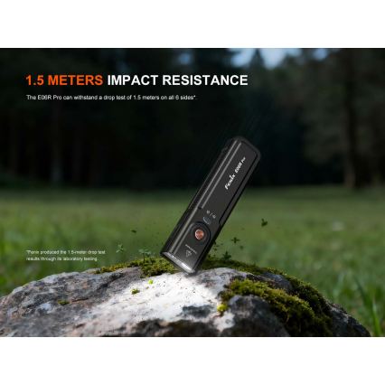 Fenix E06RPROEUBLC- Stmievateľná nabíjateľná LED baterka s USB, 1650 mAh, IP66, 1600 lm, 111 h, čierna
