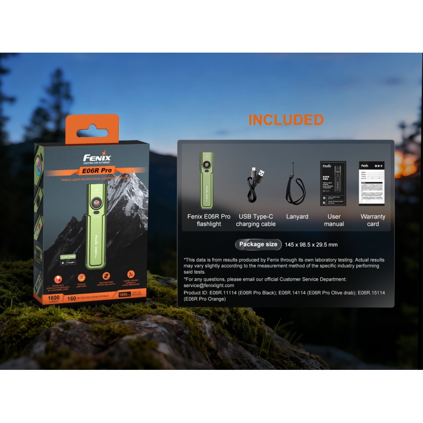 Fenix E06RPROEUOLI - LED stmievateľná nabíjateľná svietilka LED/USB 1650 mAh IP66 1600 lm 111 h zelená