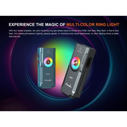 Fenix E06RTKS - LED Stmievateľná nabíjacia baterka UV LED/USB IP66 700 lm 60 h tyrkysová