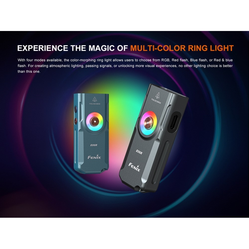 Fenix E06RTKS - LED Stmievateľná nabíjacia baterka UV LED/USB IP66 700 lm 60 h tyrkysová