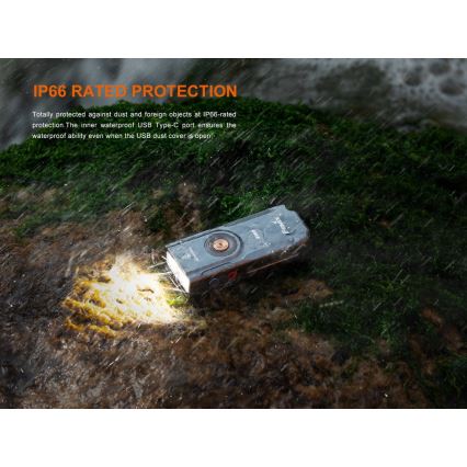 Fenix E06RTKS - LED Stmievateľná nabíjacia baterka UV LED/USB IP66 700 lm 60 h tyrkysová