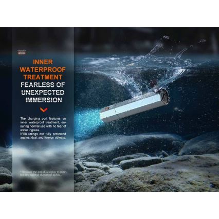 Fenix ECPBLCK - LED nabíjacia baterka s powerbankou USB IP68 1600 lm 504 h 5000 mAh čierna