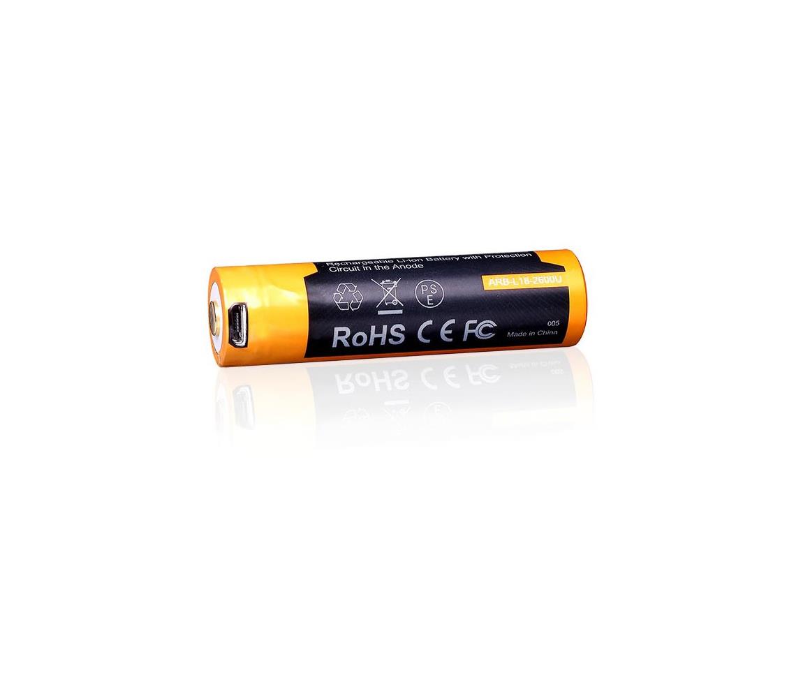 Fenix FE18650LI26USB - 1 ks Nabíjateľná batéria s USB, 3,6 V, 2600 mAh FE18650LI26USB
