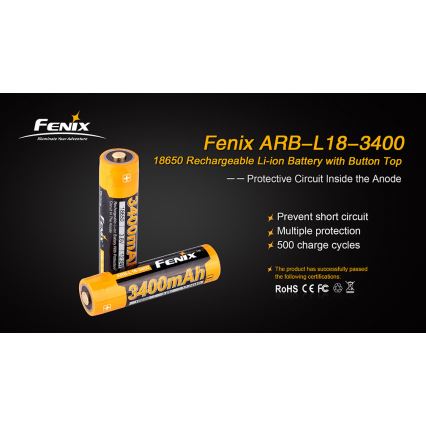 Fenix FE18650LI34 - 1 ks Nabíjateľný lítium-iónový akumulátor 18650/3,6V 3400 mAh