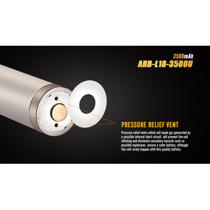 Batéria 3500mAh ARB-L18-3500U má bezpečnostný ventil. Ventil vypudzuje plyn pri skrate, čím zabraňuje nafúknutiu a výbuchu. Tento mechanizmus zabezpečuje bezpečnosť batérie.