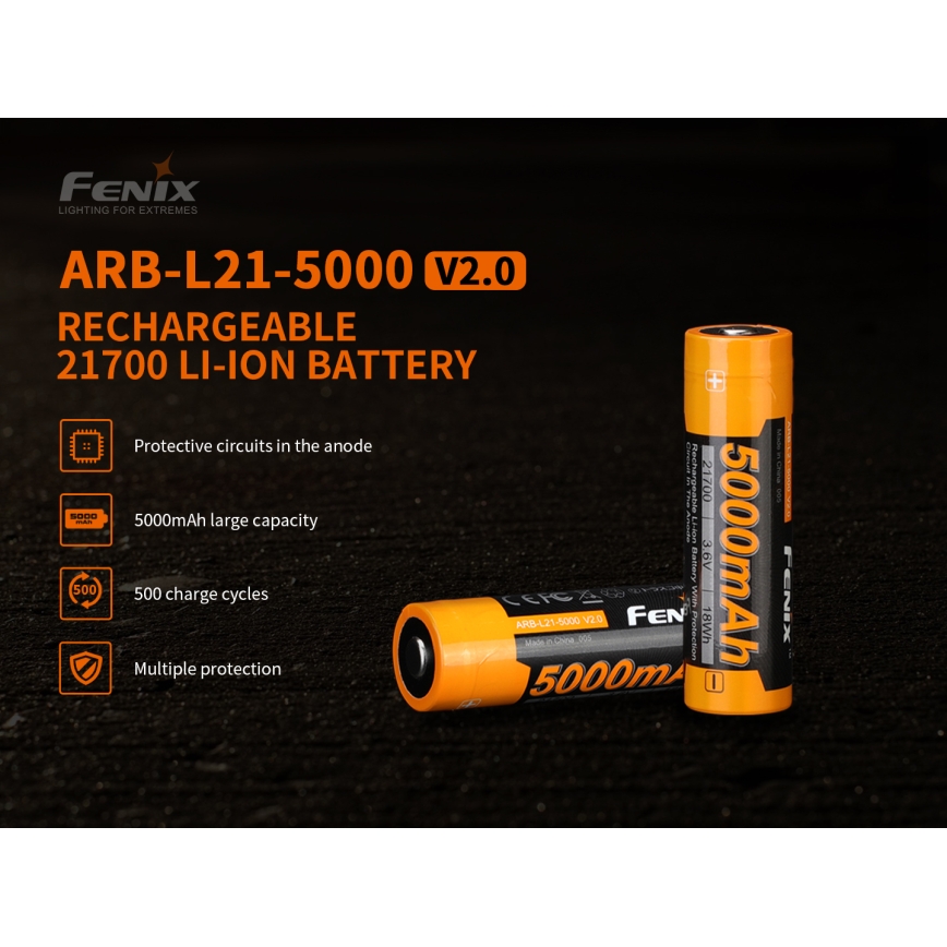 Fenix FE21700V20 - 1 ks Nabíjateľná batéria 21700/3,6 V 5000 mAh